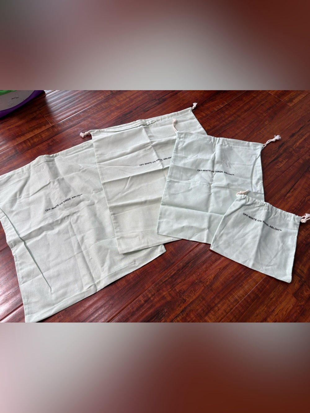 Set of OFF-WHITE Light Mint Drawstring Dust Bags
